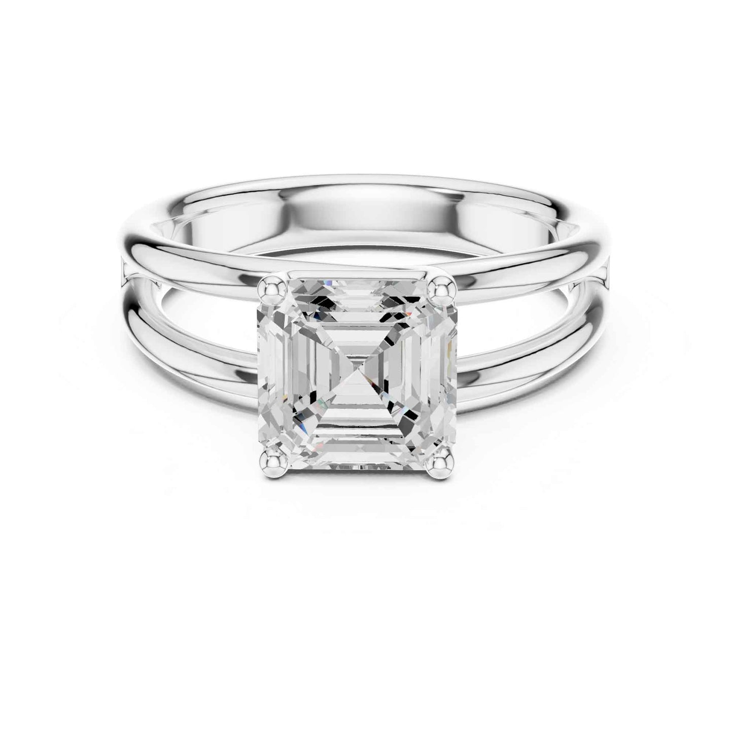 2 Carat Asscher Cut Diamond Solitaire Engagement Ring