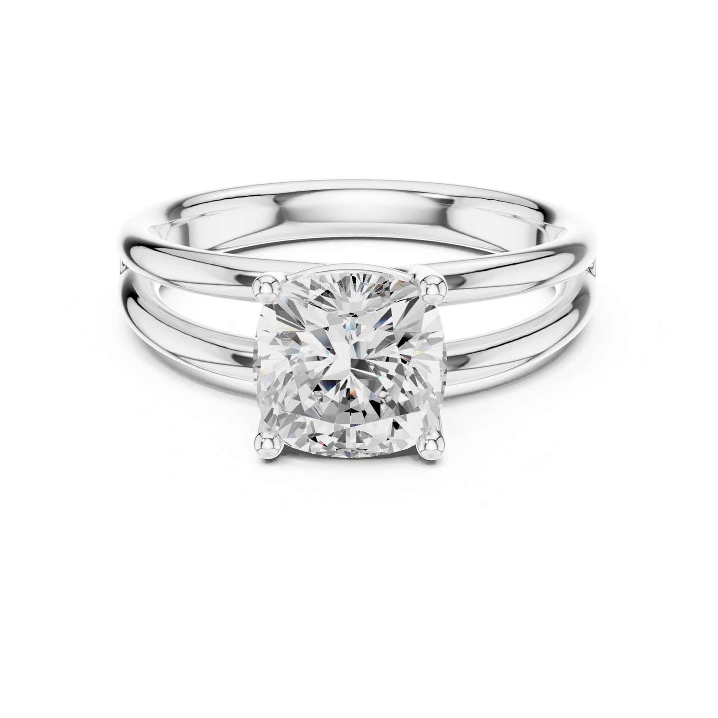 2 Carat Cushion Cut Diamond Solitaire Engagement Ring