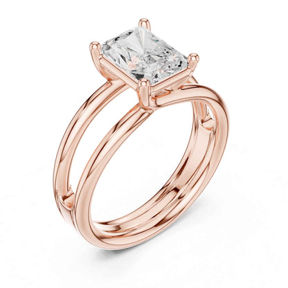 2 Carat Square Radiant Cut Diamond Solitaire Engagement Ring