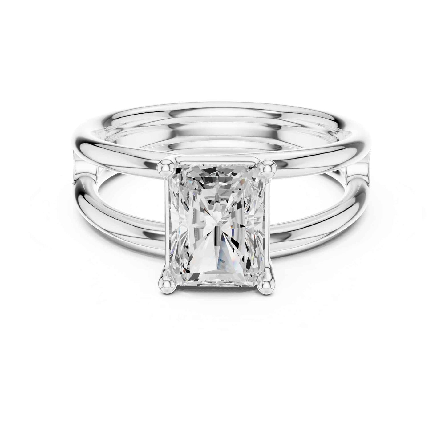2 Carat Square Radiant Cut Diamond Solitaire Engagement Ring