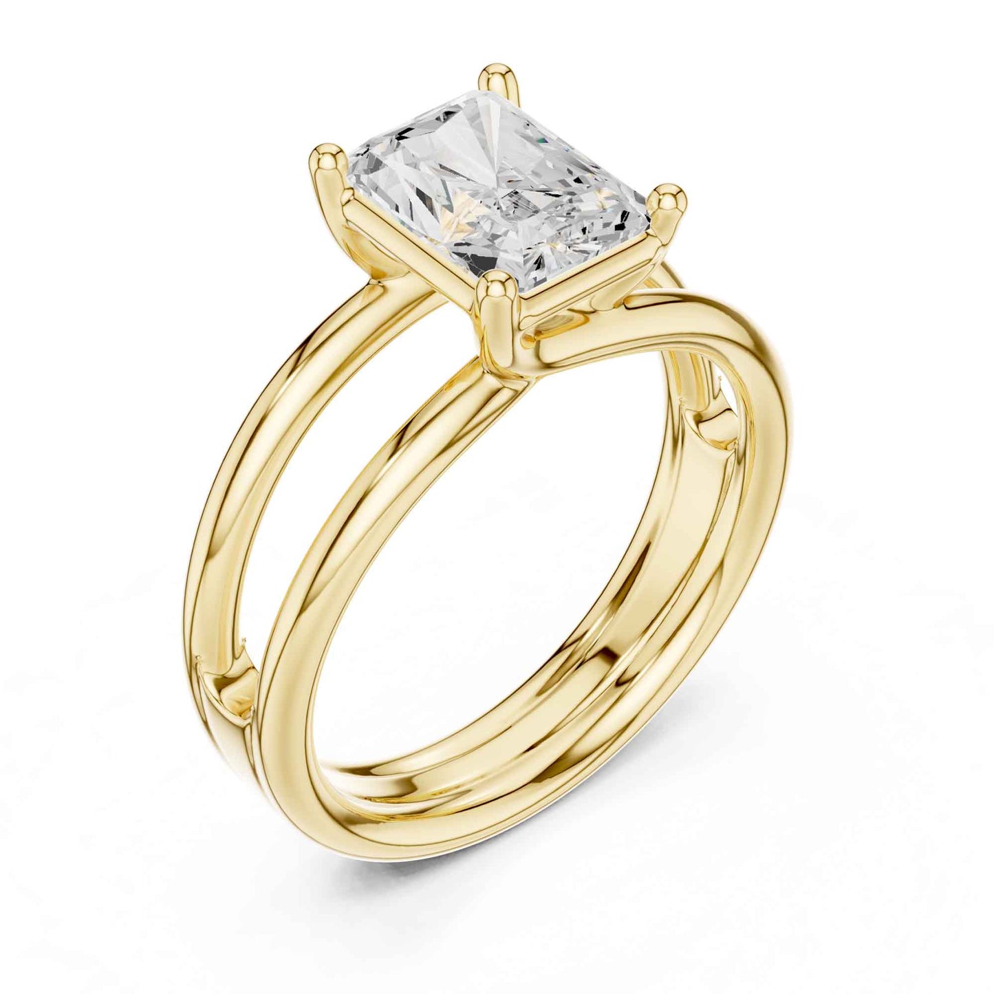 2 Carat Square Radiant Cut Diamond Solitaire Engagement Ring