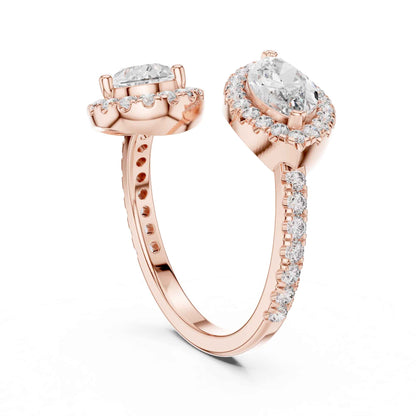 2 Carat Pear & Marquise Shaped Center Diamond Ring with Halo Accents