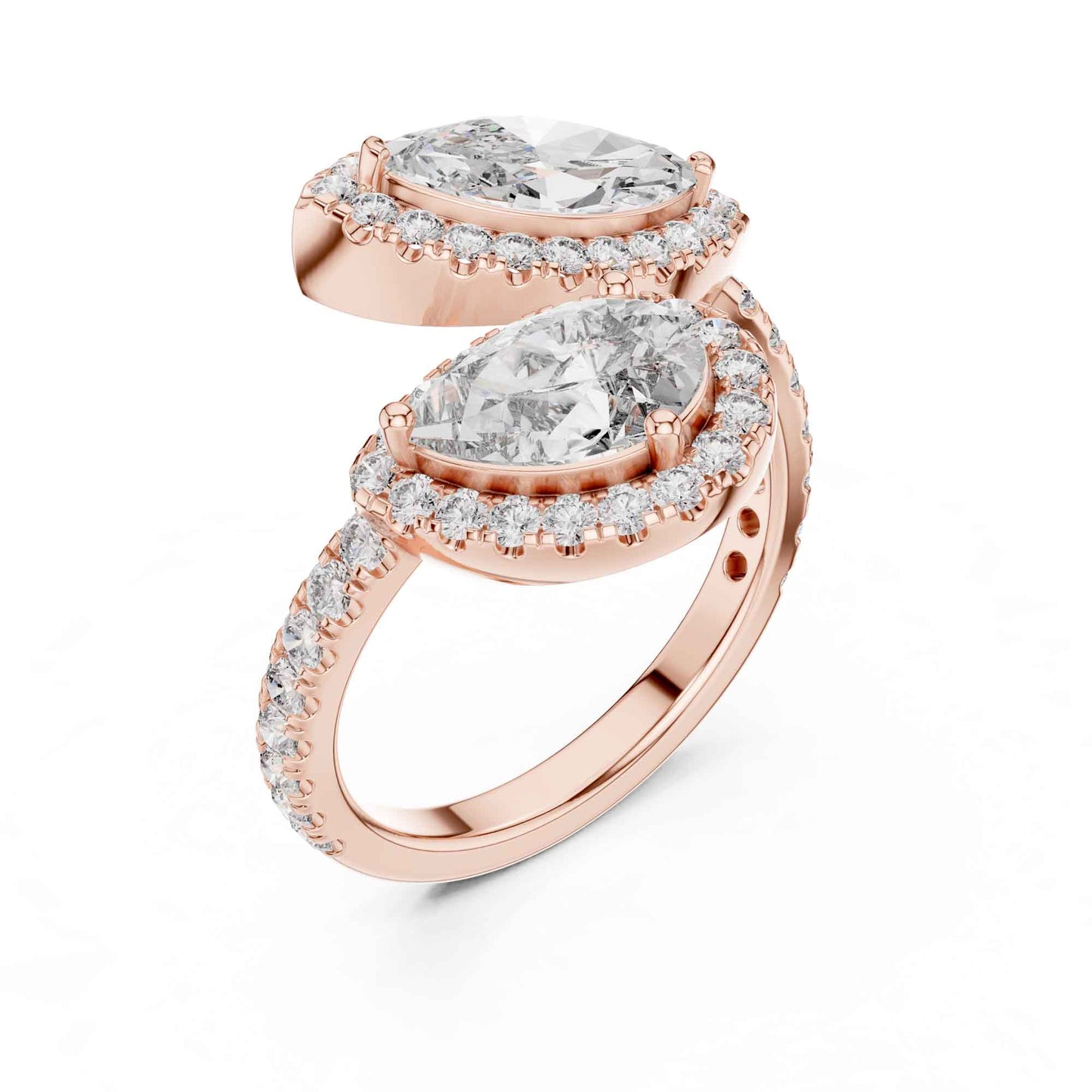 2 Carat Pear & Marquise Shaped Center Diamond Ring with Halo Accents