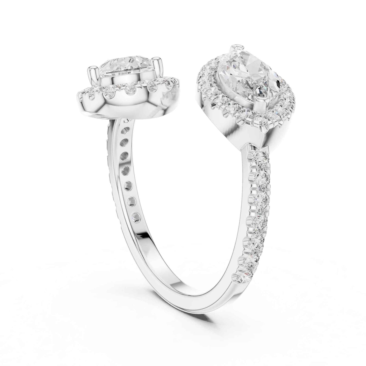 2 Carat Pear & Marquise Shaped Center Diamond Ring with Halo Accents