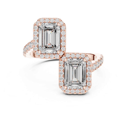 2 Carat Emerald Shaped Center Diamond Ring with Halo Design