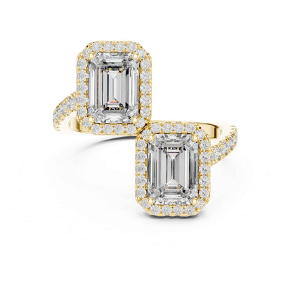 2 Carat Emerald Shaped Center Diamond Ring with Halo Design