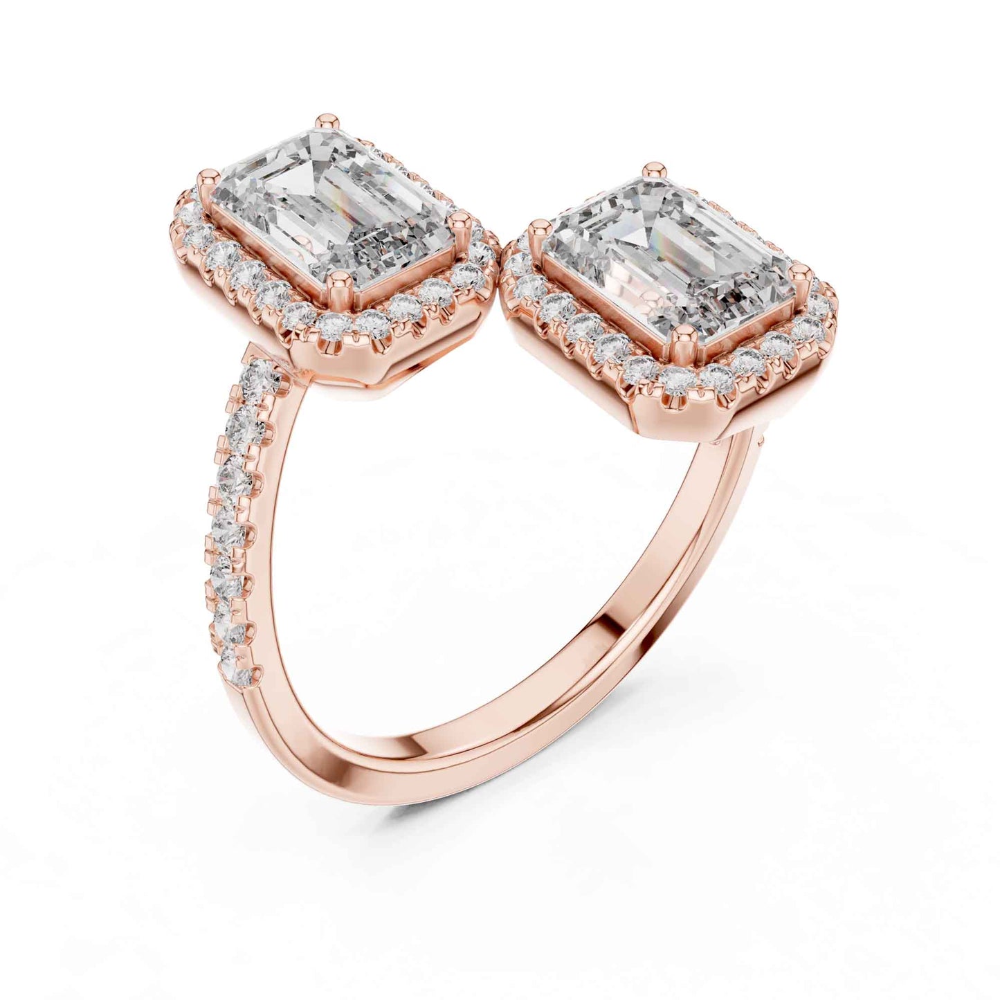 2 Carat Emerald Shaped Center Diamond Ring with Halo Design