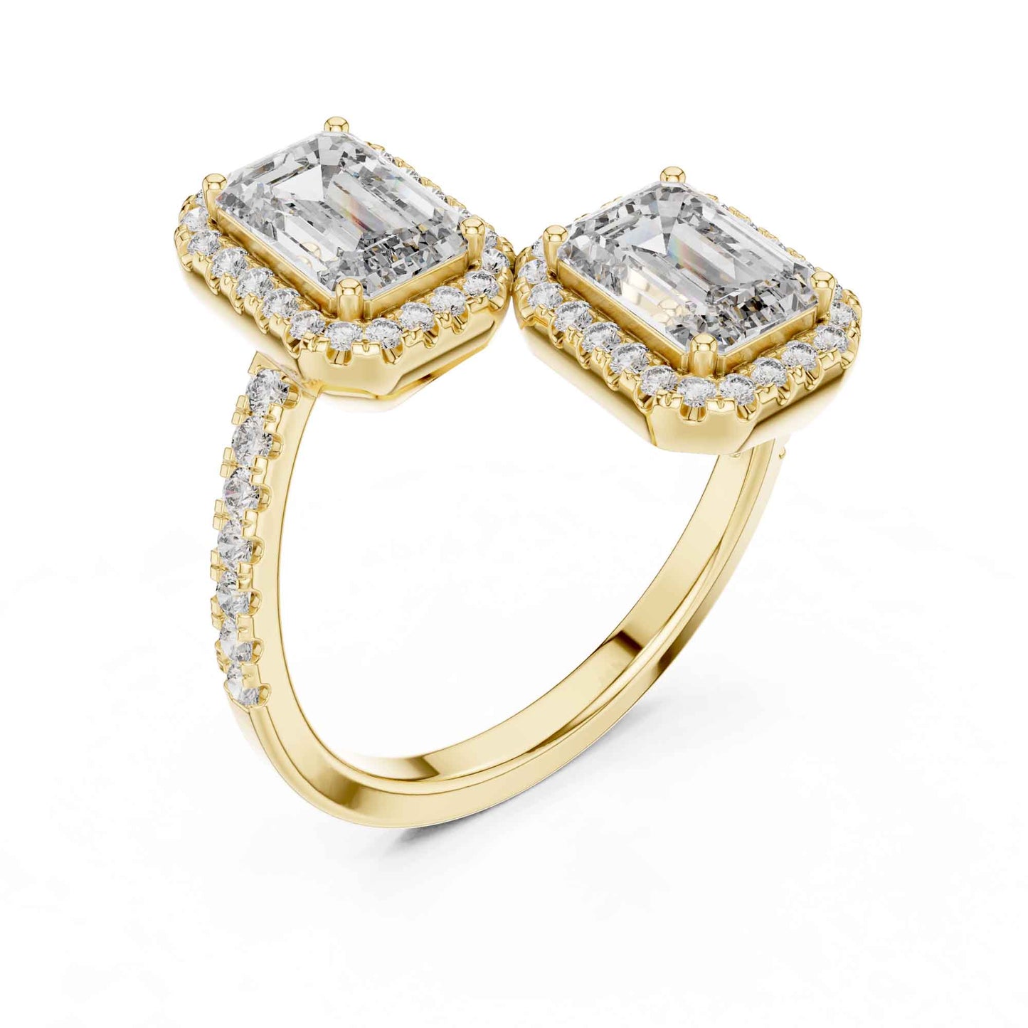 2 Carat Emerald Shaped Center Diamond Ring with Halo Design