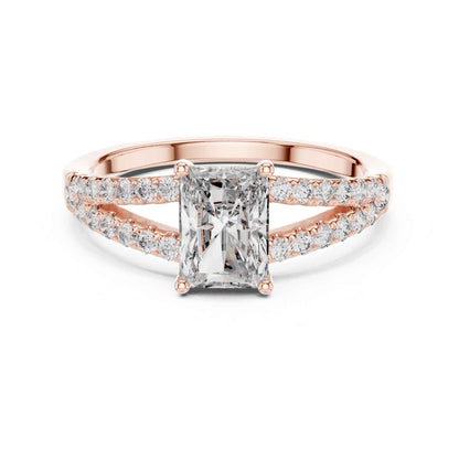1 Carat Classic Radiant Cut Diamond Statement Ring with Accented Band