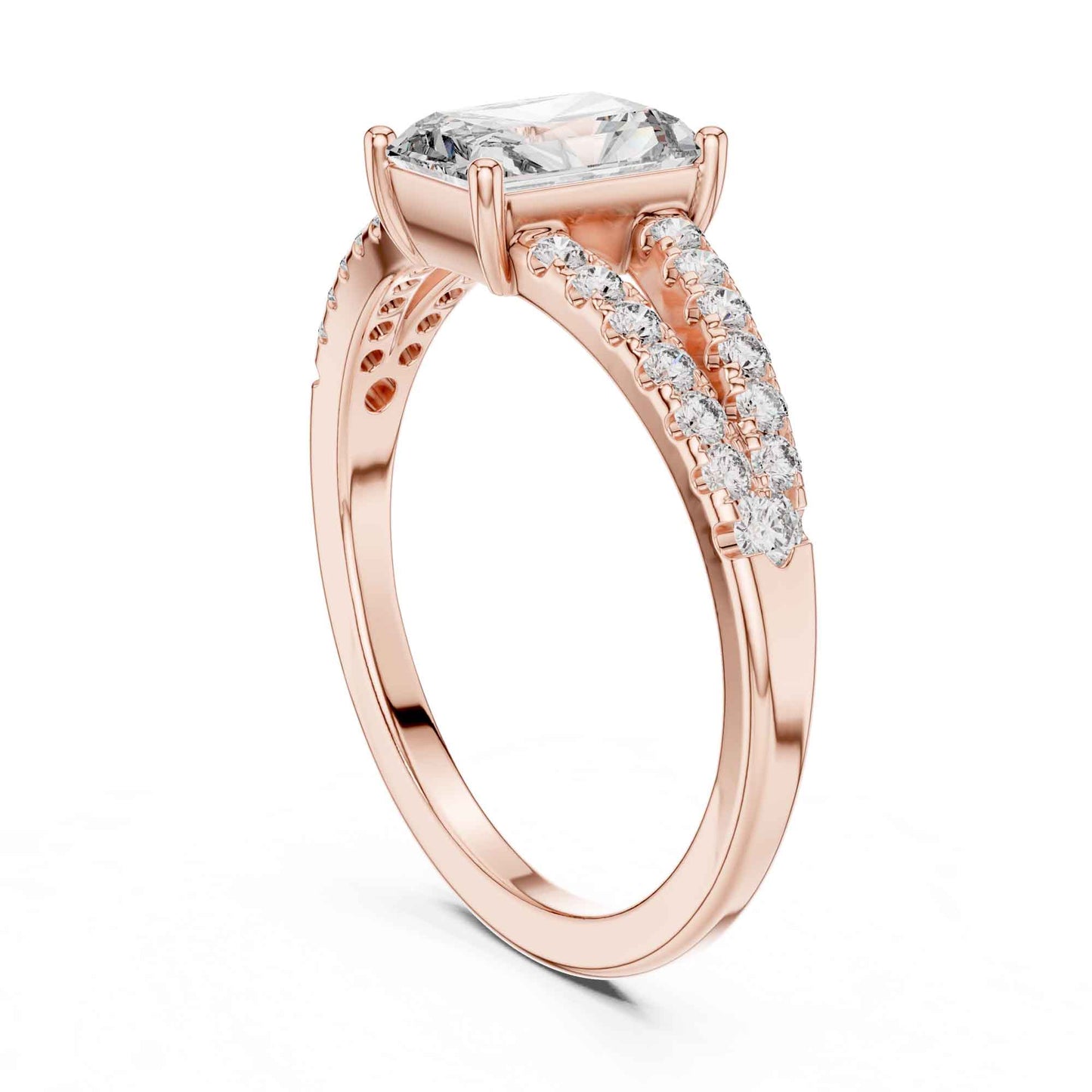 1 Carat Classic Radiant Cut Diamond Statement Ring with Accented Band