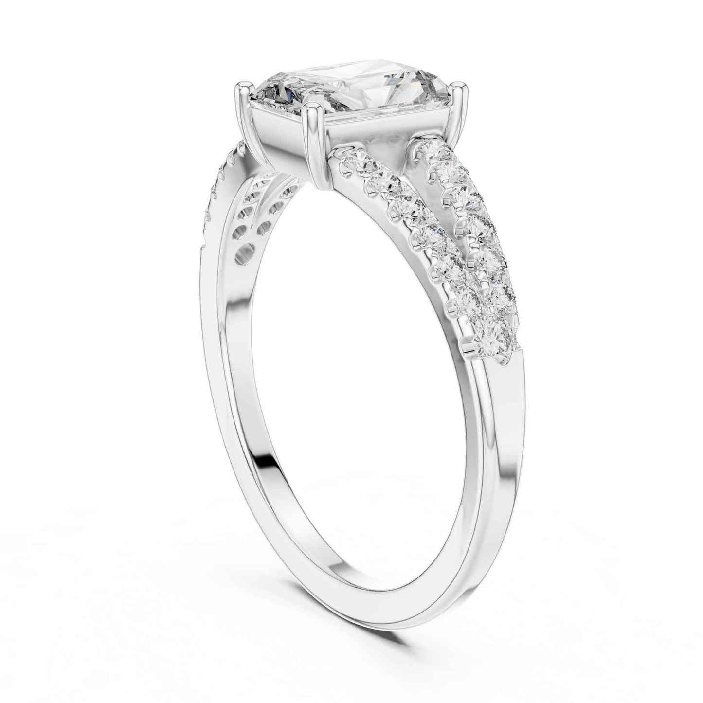 1 Carat Classic Radiant Cut Diamond Statement Ring with Accented Band