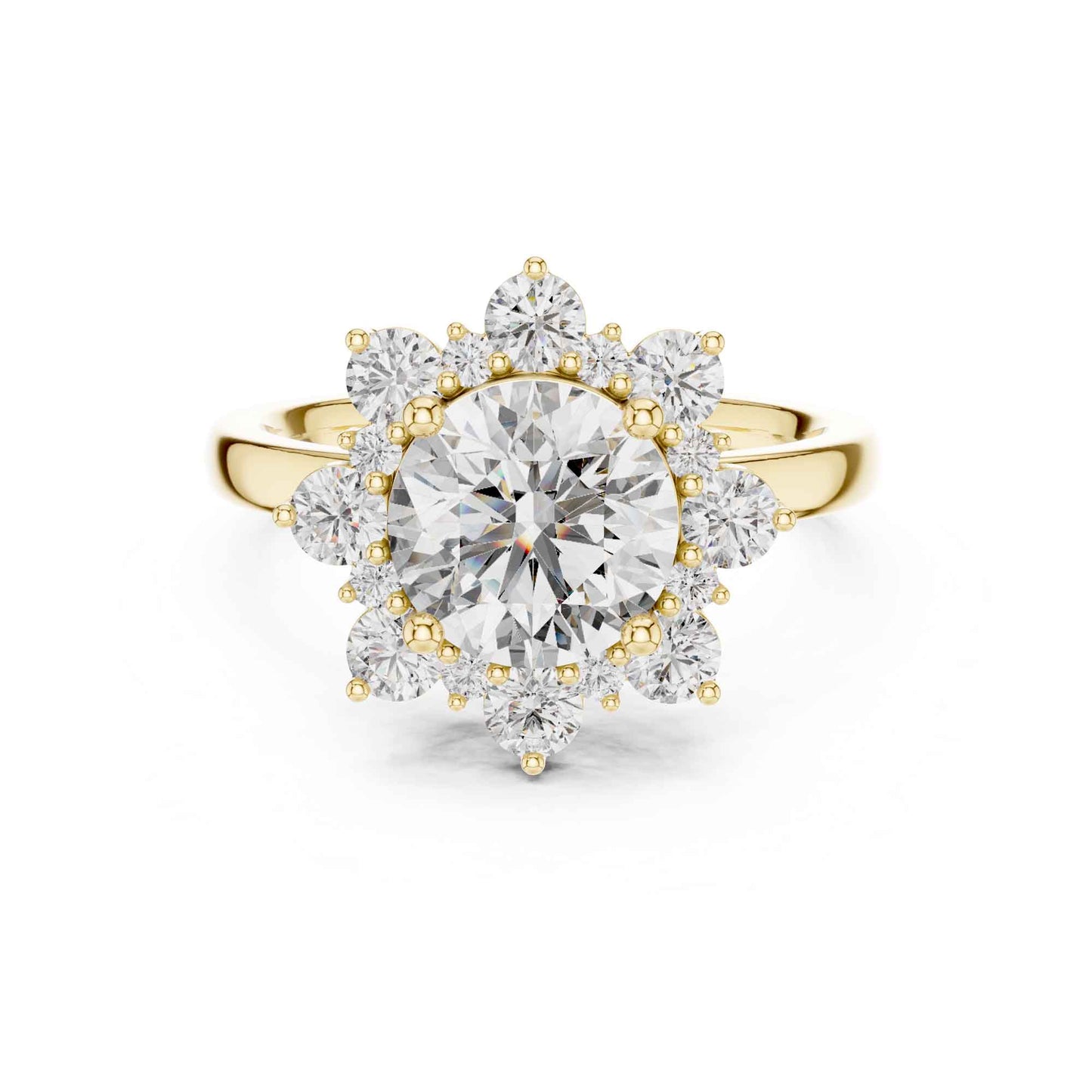 2 Carat Round Cut Diamond Floral Halo Engagement Ring