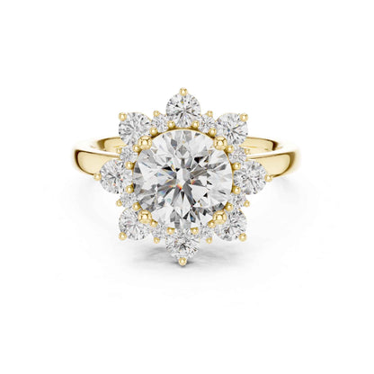 2 Carat Round Cut Diamond Floral Halo Engagement Ring