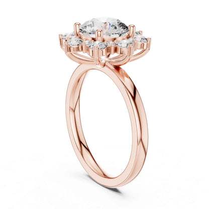 2 Carat Round Cut Diamond Floral Halo Engagement Ring