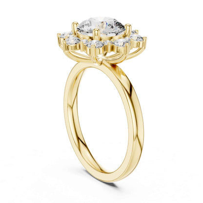 2 Carat Round Cut Diamond Floral Halo Engagement Ring