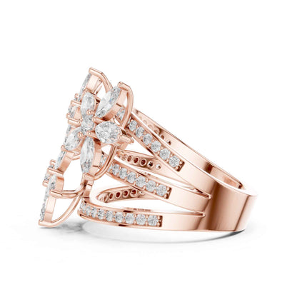 Marquise Cut Diamond Flower Cluster Ring