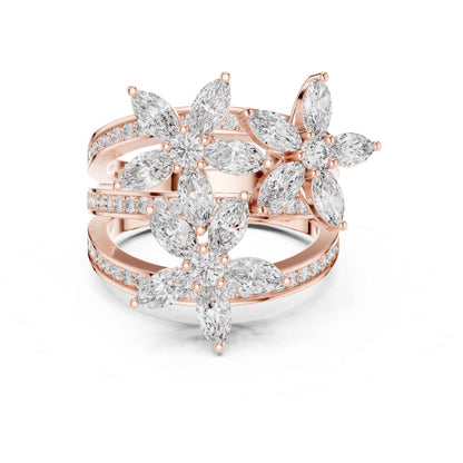 Marquise Cut Diamond Flower Cluster Ring