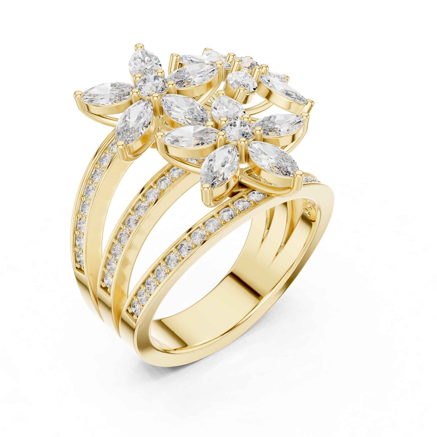 Marquise Cut Diamond Flower Cluster Ring