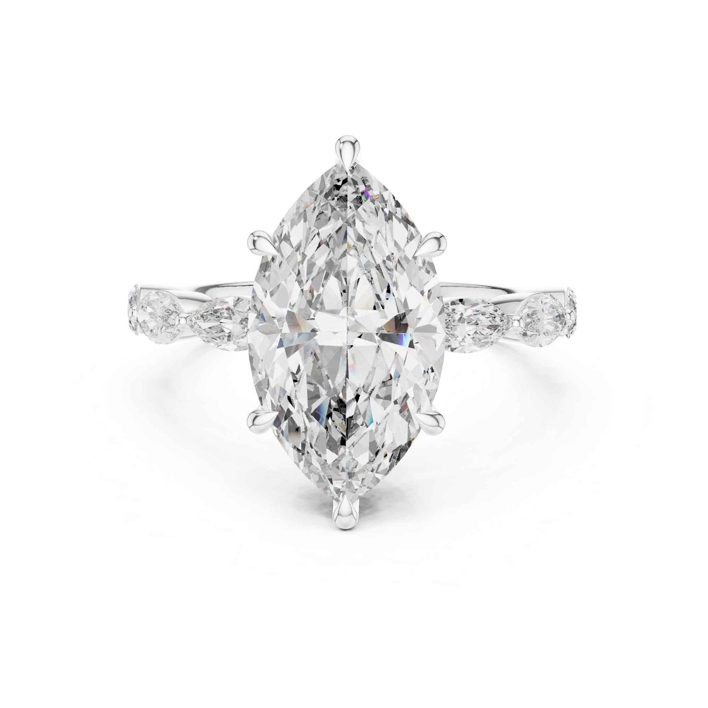 4 Carat Marquise Cut Diamond Engagement Ring with Side Stones