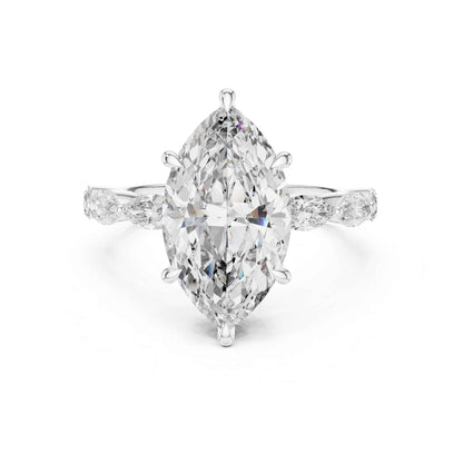 4 Carat Marquise Cut Diamond Engagement Ring with Side Stones