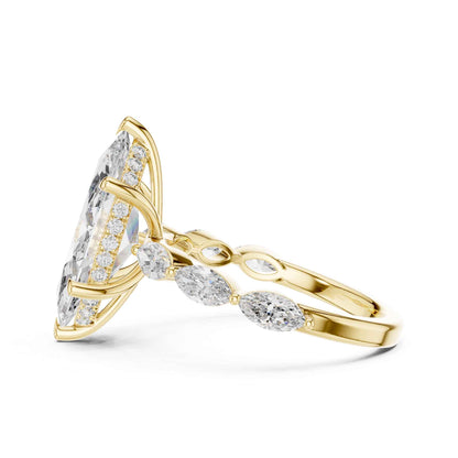 4 Carat Marquise Cut Diamond Engagement Ring with Side Stones