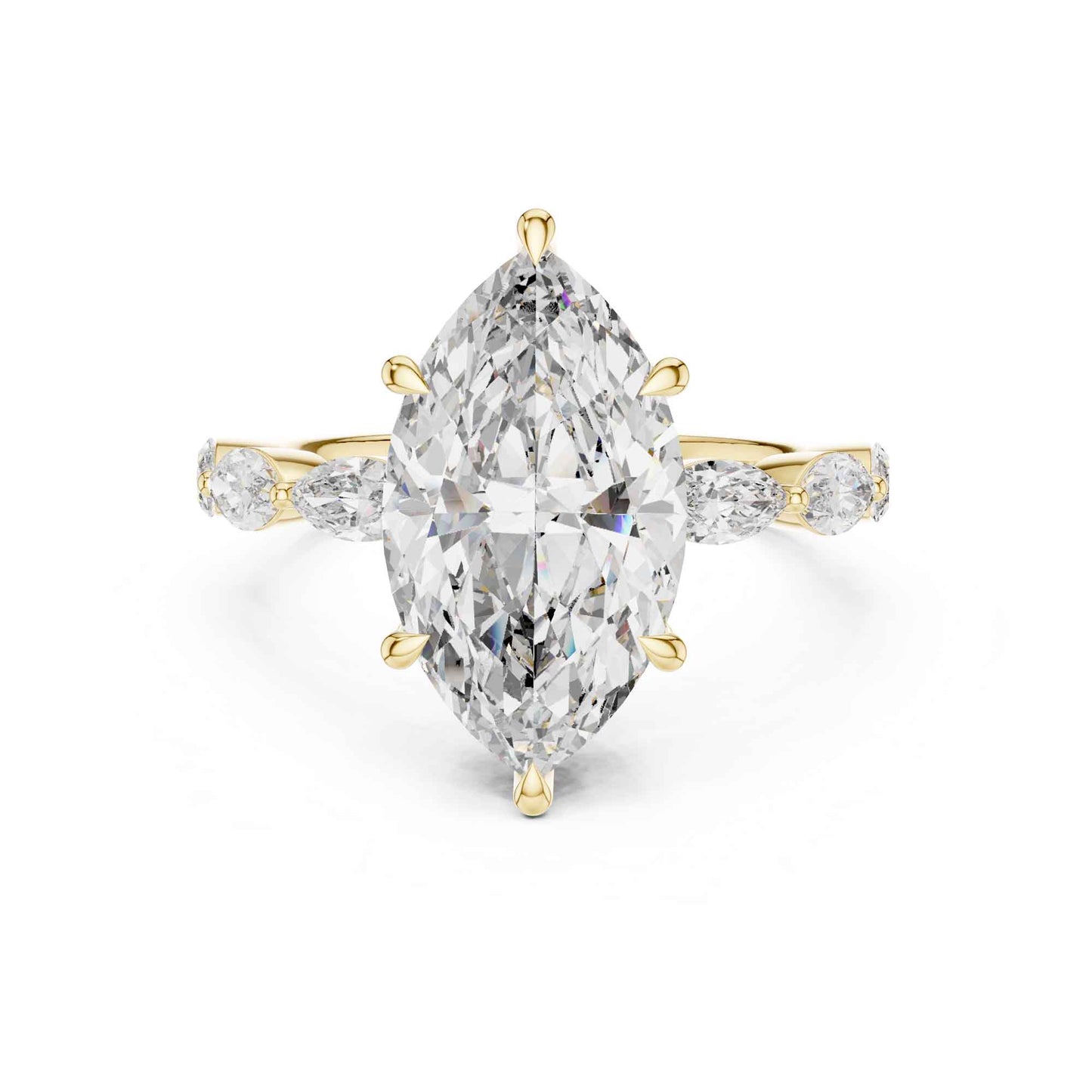 4 Carat Marquise Cut Diamond Engagement Ring with Side Stones