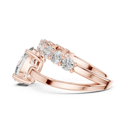 2 Carat Oval Cut Diamond Ring with Pavé Accent Band