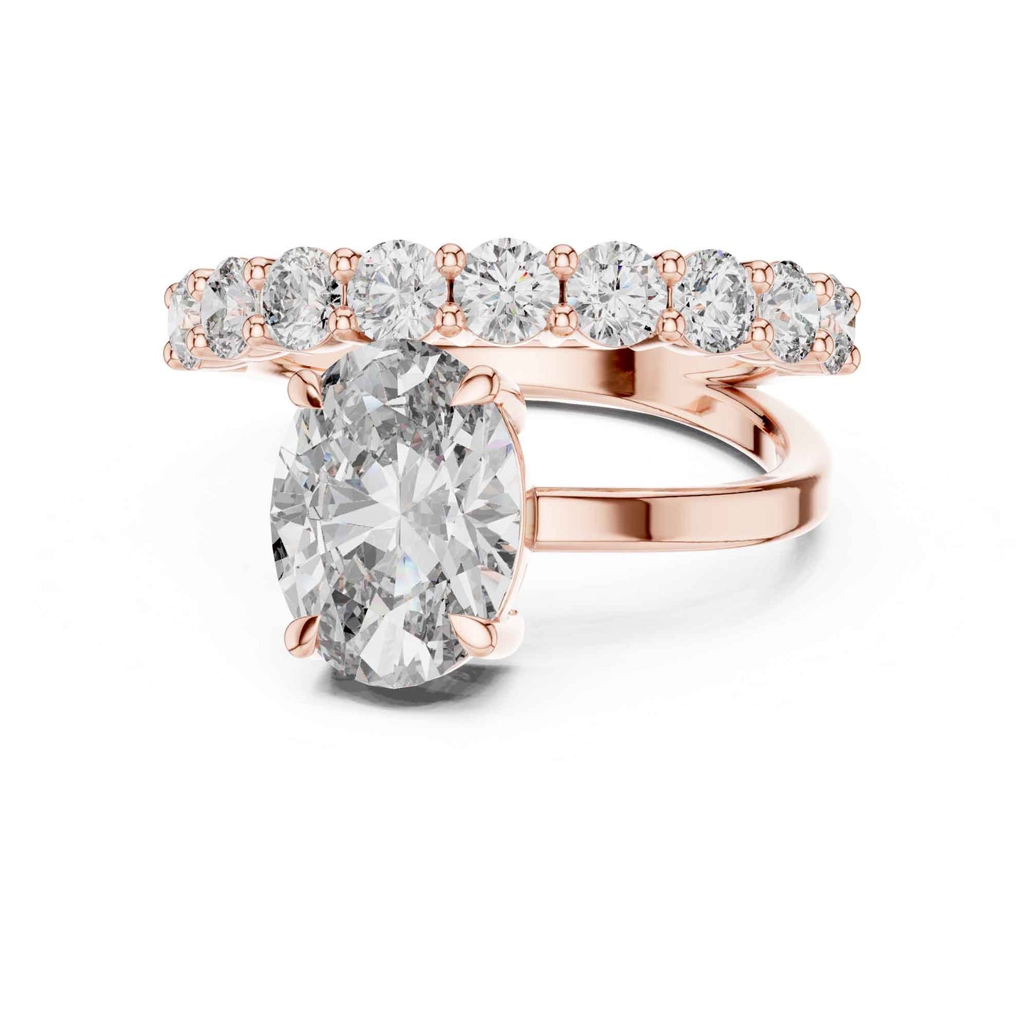 2 Carat Oval Cut Diamond Ring with Pavé Accent Band