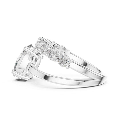2 Carat Oval Cut Diamond Ring with Pavé Accent Band