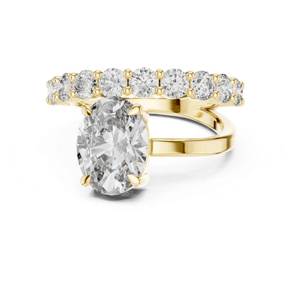 2 Carat Oval Cut Diamond Ring with Pavé Accent Band