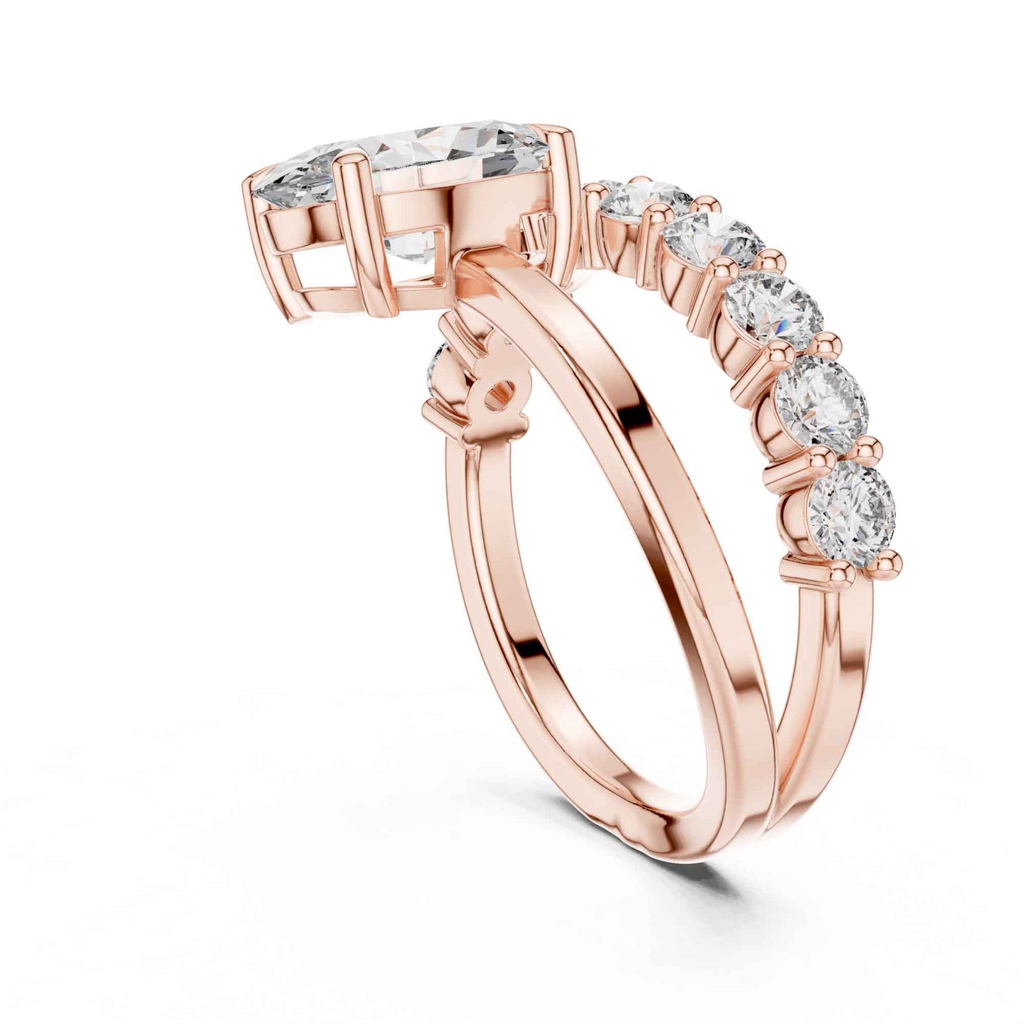 2 Carat Oval Cut Diamond Ring with Pavé Accent Band