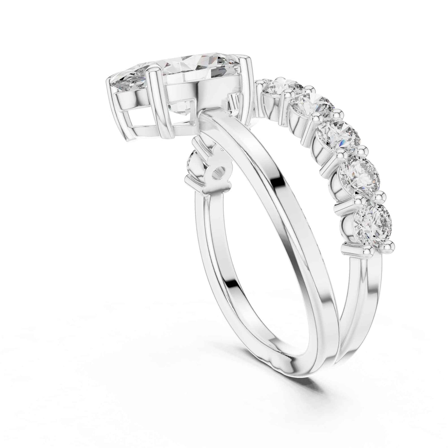 2 Carat Oval Cut Diamond Ring with Pavé Accent Band