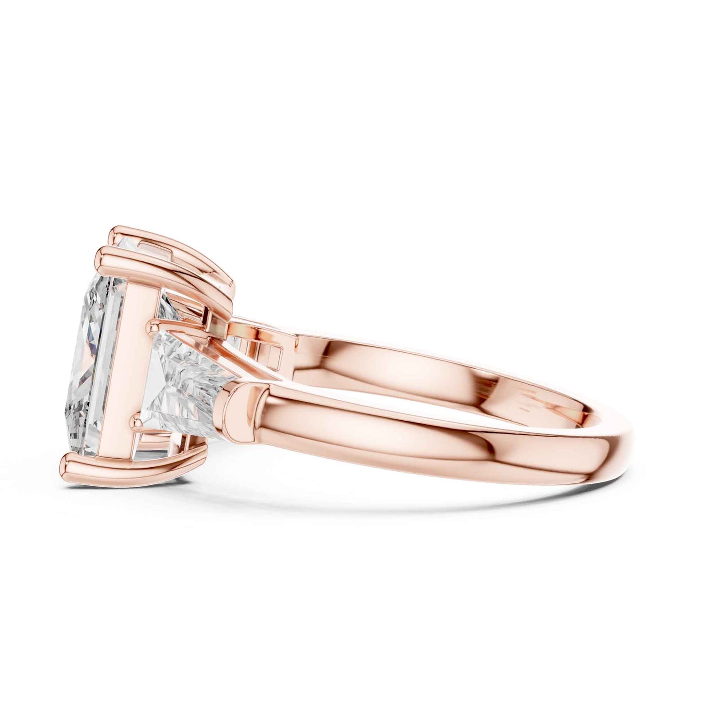 4 Carat Princess Cut Center Diamond with Tapered Side Stones