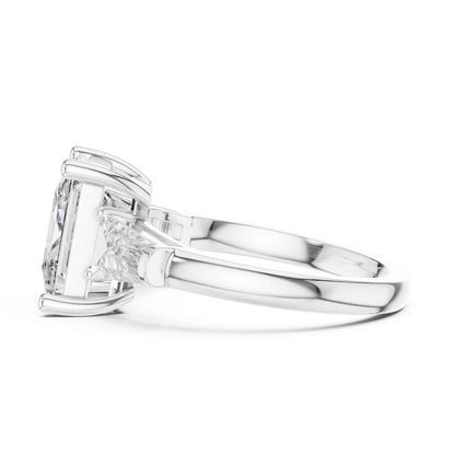 4 Carat Princess Cut Center Diamond with Tapered Side Stones