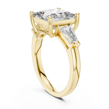 4 Carat Princess Cut Center Diamond with Tapered Side Stones