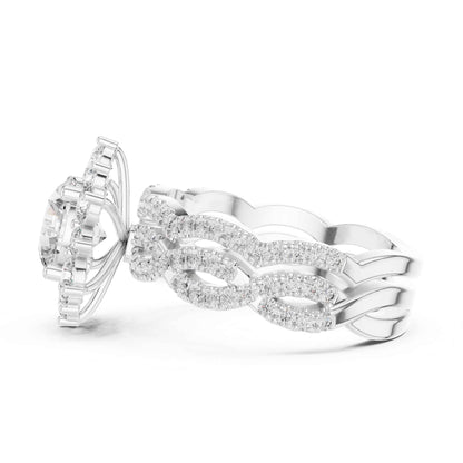 1.5 Carat Round center halo diamond ring with split pavé band