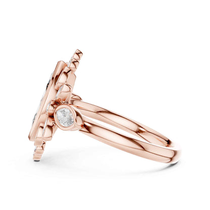 1.5 Carat Marquise center floral halo diamond ring