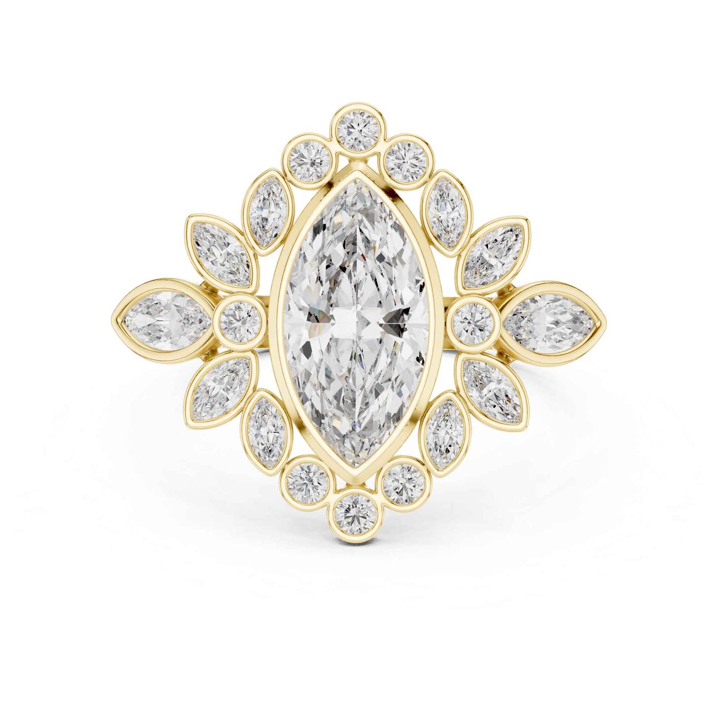 1.5 Carat Marquise center floral halo diamond ring
