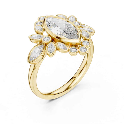 1.5 Carat Marquise center floral halo diamond ring