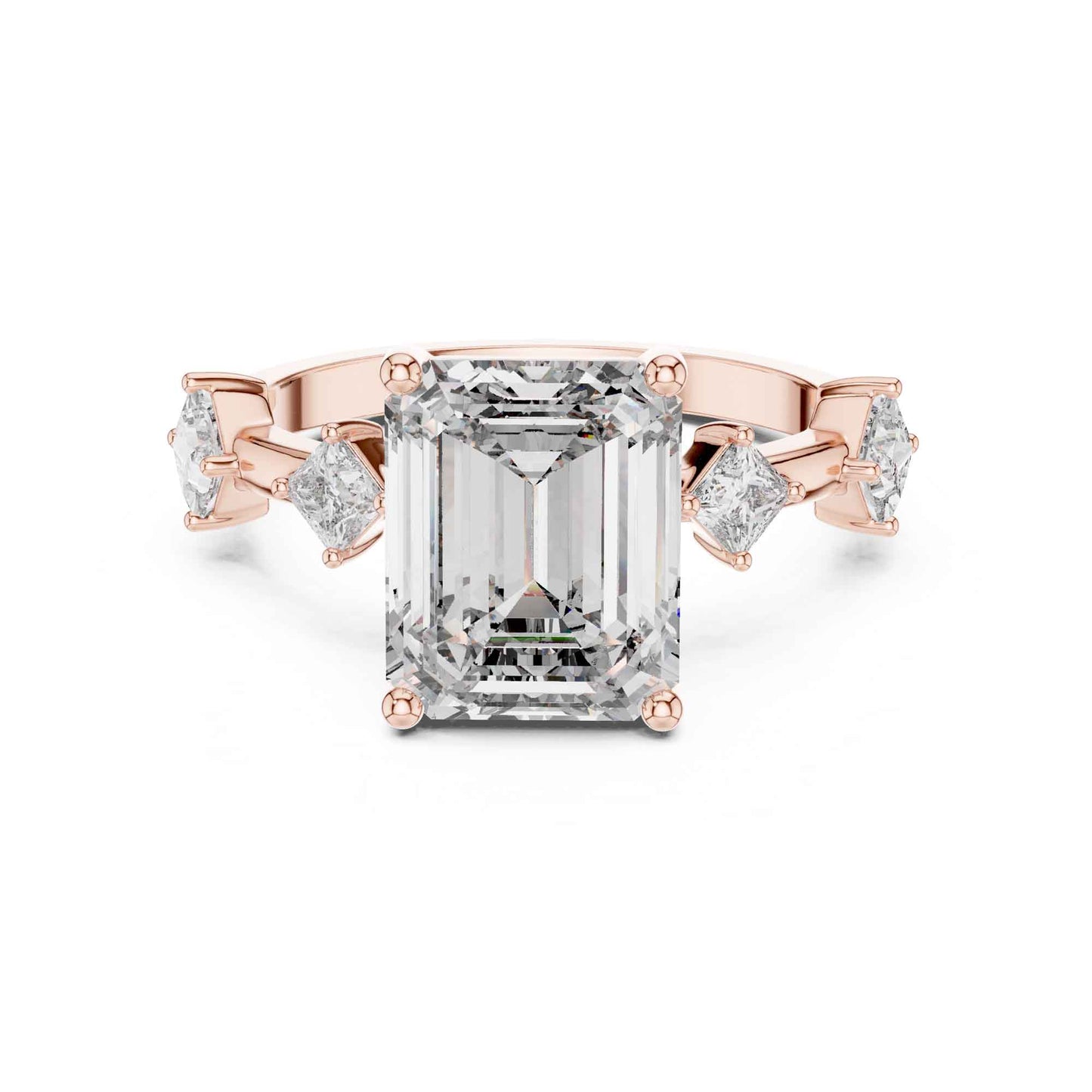 4 Carat Emerald-cut center with princess side diamonds