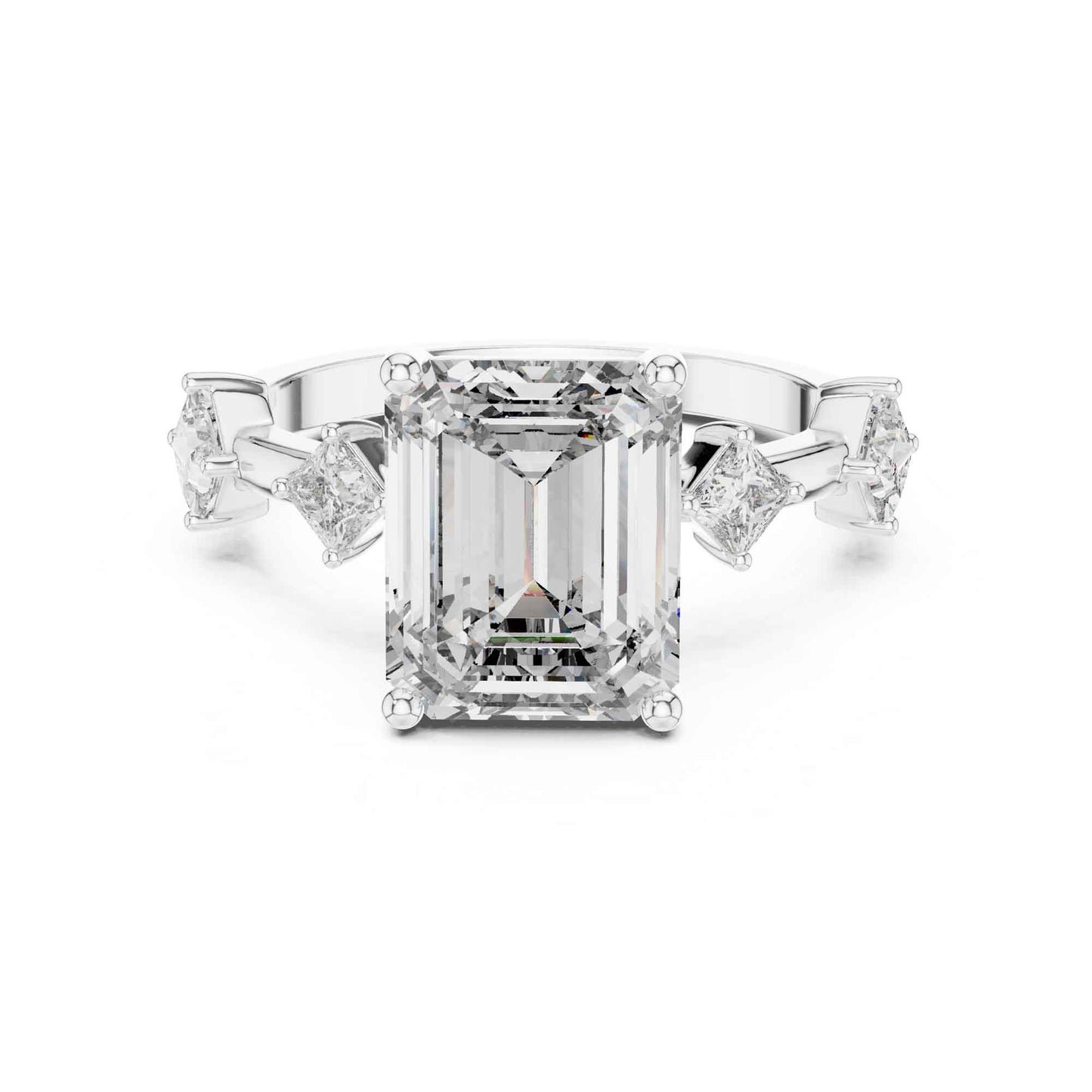 4 Carat Emerald-cut center with princess side diamonds