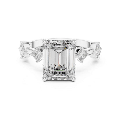 4 Carat Emerald-cut center with princess side diamonds