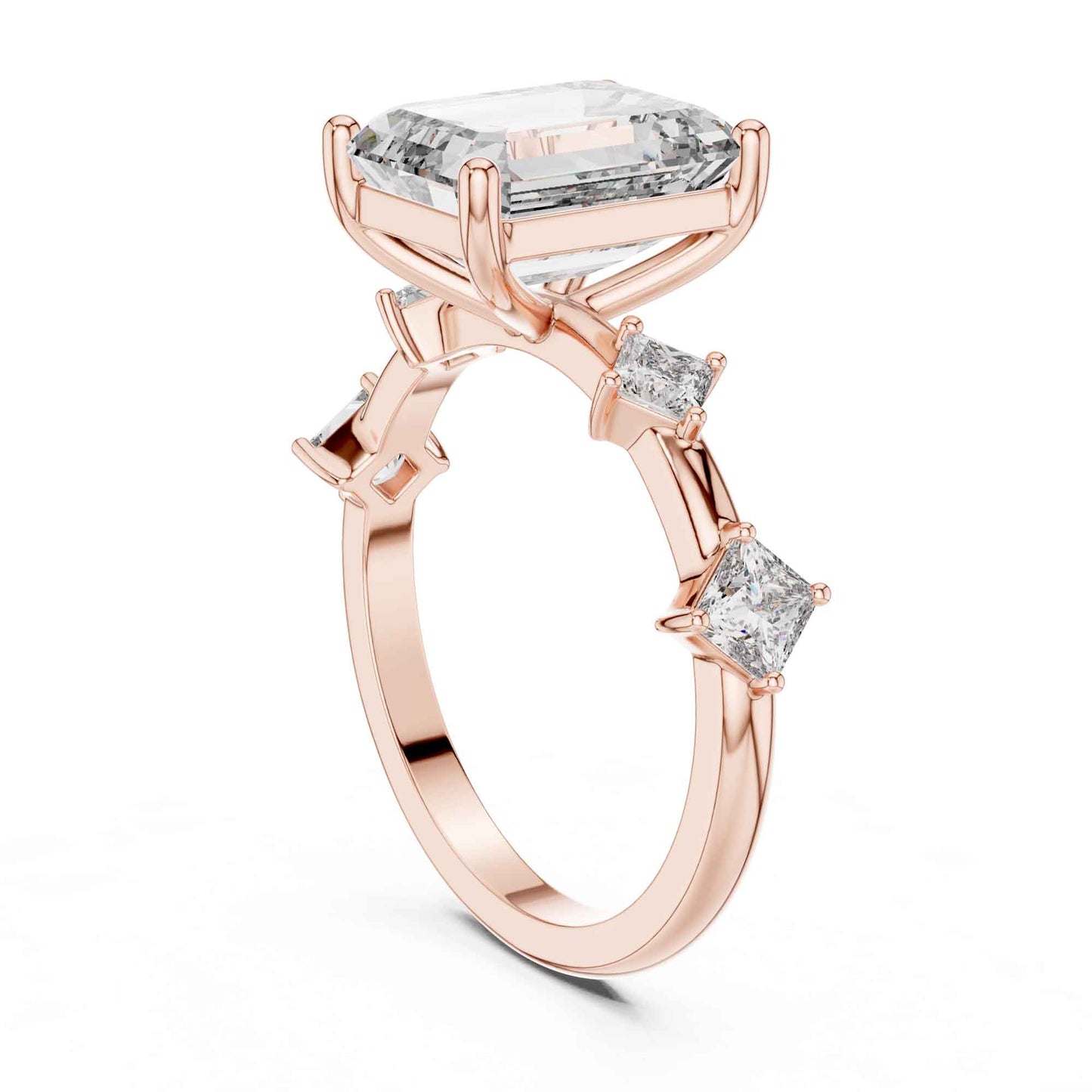 4 Carat Emerald-cut center with princess side diamonds