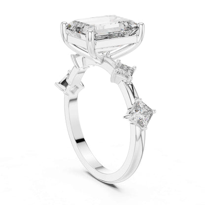 4 Carat Emerald-cut center with princess side diamonds