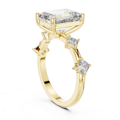 4 Carat Emerald-cut center with princess side diamonds