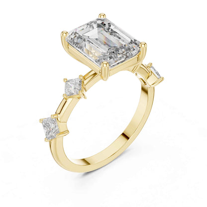 4 Carat Emerald-cut center with princess side diamonds