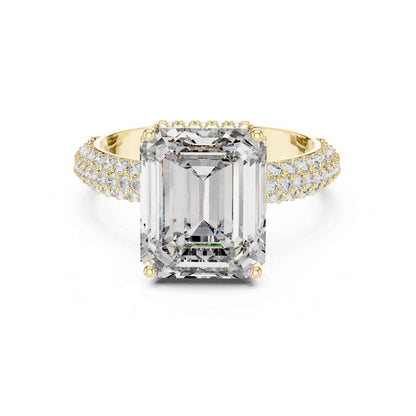 5 Carat Emerald Cut Diamond Engagement Ring with Pavé Band