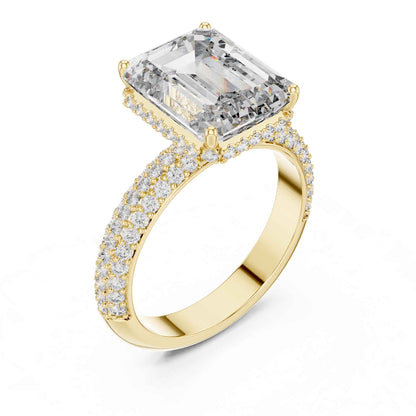5 Carat Emerald Cut Diamond Engagement Ring with Pavé Band