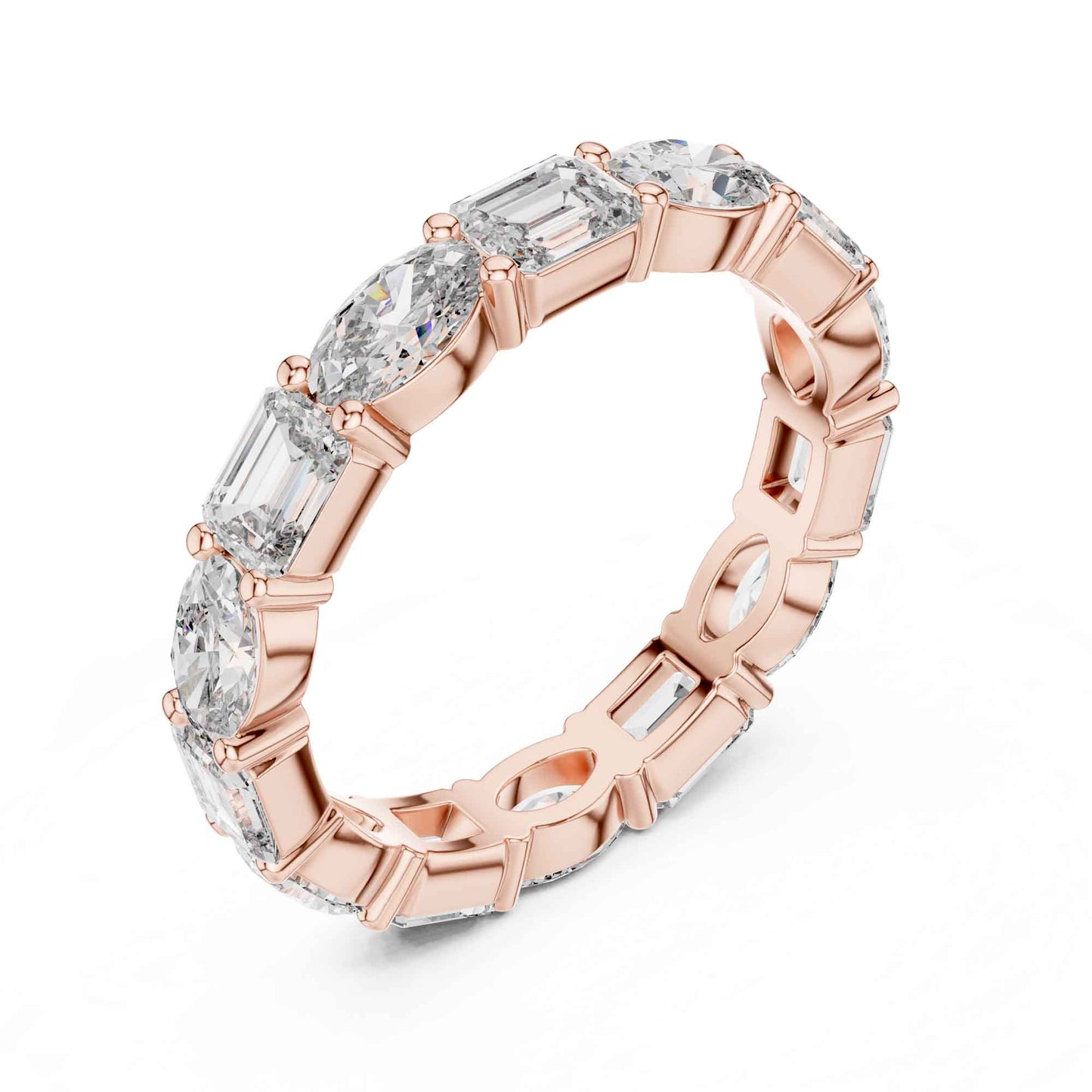 Premium Emerald & Oval Diamond Full Eternity Ring