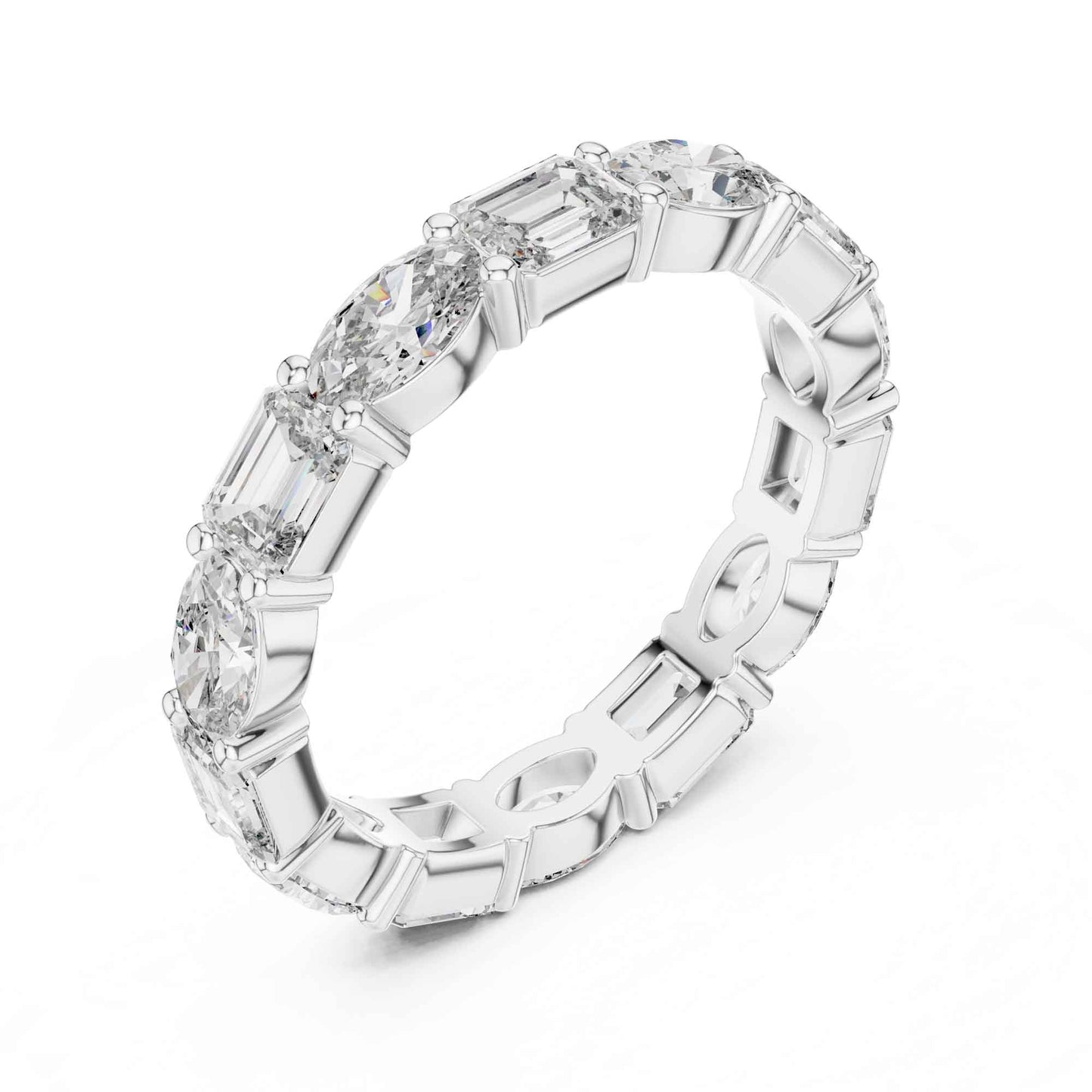 Premium Emerald & Oval Diamond Full Eternity Ring